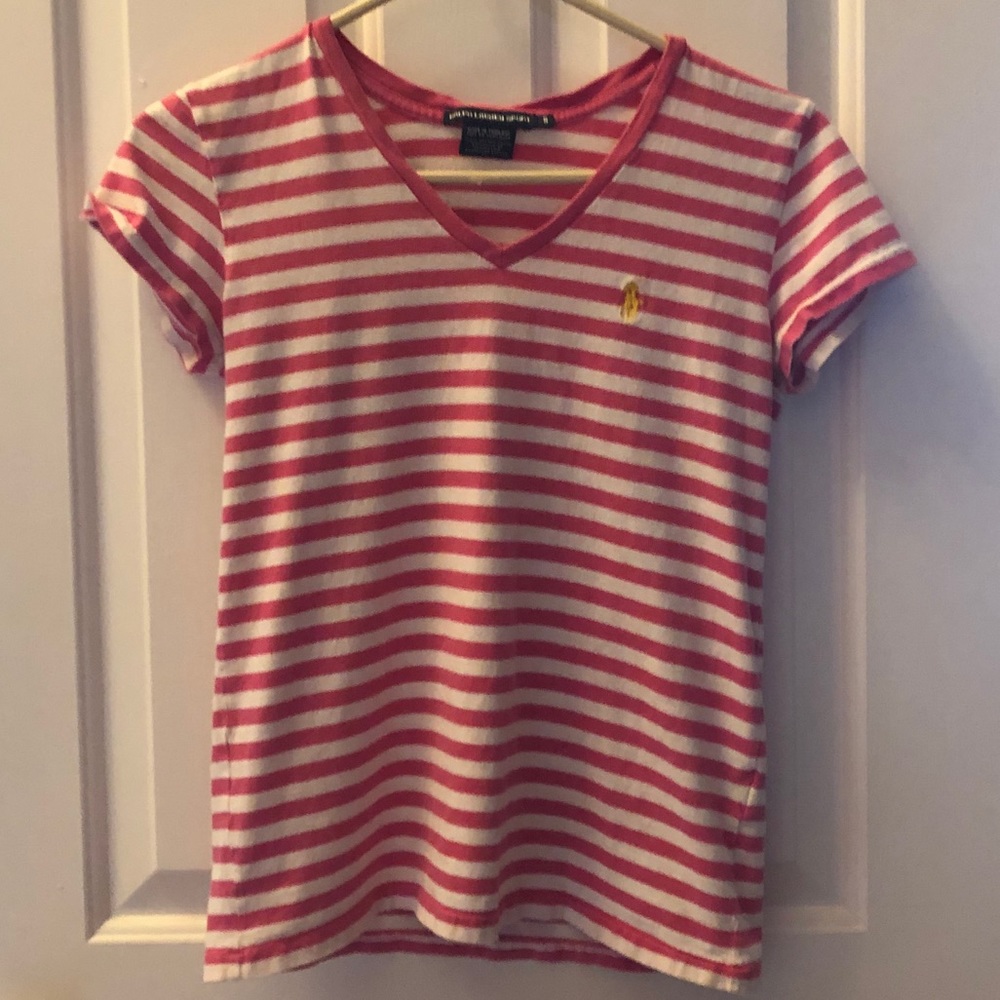 Ralph Lauren Sport, pink and white striped shirt